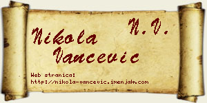 Nikola Vančević vizit kartica